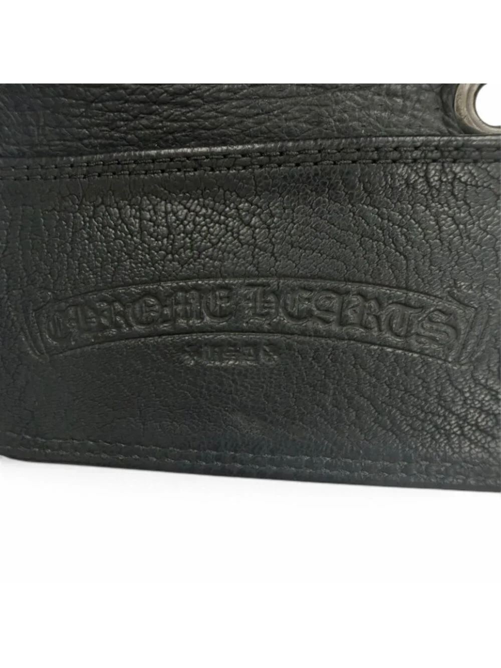Chrome Hearts Card Case Leather 925 with Grommet Scroll Label Bifold Business
